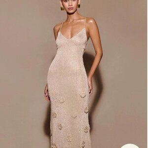 NWT Meshki Metallic Knit Maxi Dress - Gold (Suki)